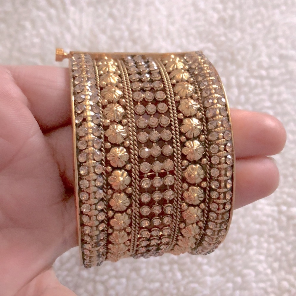 Bollywood Stunning wide filigree wide gold bracelet